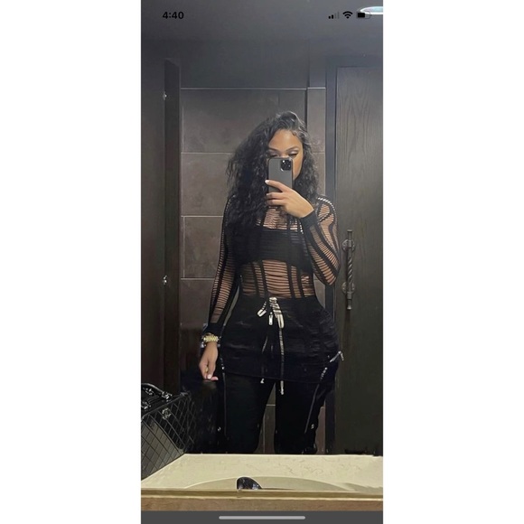 Zip-Up Pocket Drawstring Pants - Picture 2 of 4